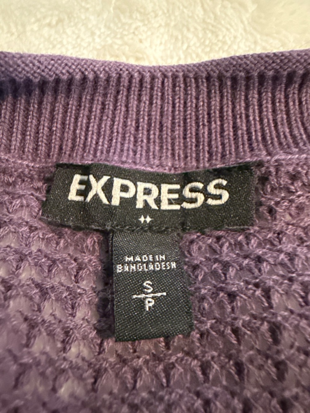 Express Purple Side-Cinch Textured Knit Sweater - perfect for summer nights - Picture 4 of 6